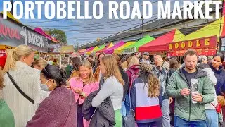 Portobello Road Market from Notting Hill Gate Station | London Walk - Oct 2021 [4K HDR]
