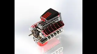 V12 cylinder engine exploded view