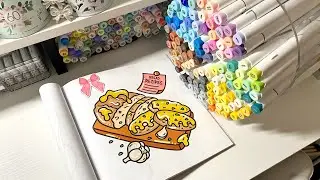 | COLOR WITH ME (ASMR) | Relaxing coloring Sounds | Alcohol Markers | Cheesy Potato Wedges