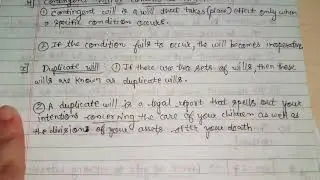 Contingent or Conditional Will & Duplicate Will (Family Law) (6th Semester) (Part 49)
