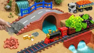DIY Mini Tractor Builds a Strong Brick and Concrete Bridge for Trains and Trucks After Bomb Attack