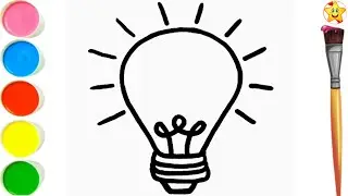 How To Draw Cute Bulb💡Drawing|| Bulb Drawing For Kids|| Painting & Coloring For Kids And Toddlers.