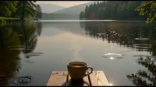 Happy Morning Jazz at the Lake ☀️ Relaxing Coffee & Water Sounds for Good Mood