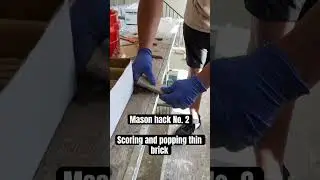 Masonry Hack no. 2 scoring and popping thin brick #construction #bricklayer #brickwork