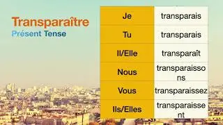 How to conjugate Transpara&icirc;tre (to show through ) in Pr&eacute;sent tense.