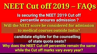 NEET 2019 CUT OFF 2019 FAQs | NEET 2019 Counseling
