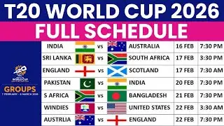 T20 World Cup 2026 Full Schedule | India vs Pakistan Date | WC 2026 Fixtures