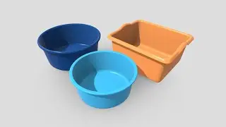 Plastic Wash Basin Pack  - low poly PBR 3d model