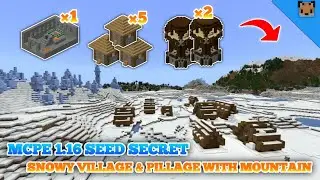 minecraft pe 1.16 seed secret - seed snowy village & pillage with mountains, igloo, stronghold
