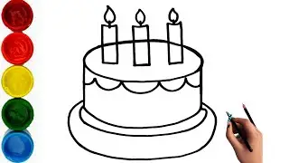 How to draw birthday cake part 2 kids, Toodlers, Ark drawing