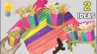 Bench making with icecream sticks | flower pot making with icecream sticks  | DIY Craft #diy #craft