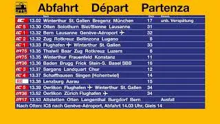 SBB Ansage - Verbindungen in Z&uuml;rich HB (IC1, IR36, IC4, IC3, RE)