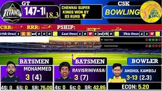GT vs CSK - Match 67 | IPL 2025 Live Scores | Live Cricket Commentary