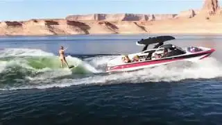 Sarah Wake Surfing in Lake Powell