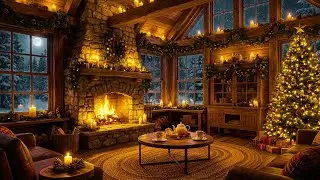 Peaceful Christmas Music 🎄 Cozy Fireplace Ambience & Soft Snowfall for Relaxation