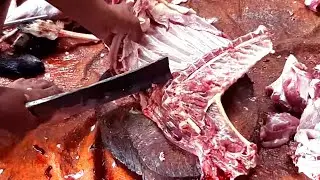 Fresh Meat Cutting Style | Very Demanding Food Goat Meat Expert Butcher Chopping Meat at Meat Market