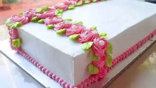 simple rectangle cake design / 2 kg measurement vanilla cake / happy. com