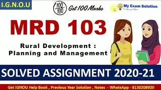 MRD 103 Solved Assignment 2020-21 | Rural Development Planning and Management | IGNOU Assignment