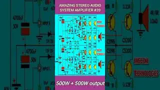 SIMPLE STEREO 500W + 500W AUDIO AMPLIFIER CIRCUIT DIAGRAM #circuitmaker #schematic  #circuitdesign