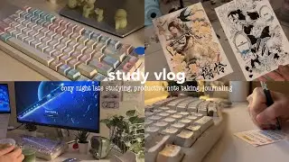 study vlog 🍵 productive late night studying, anime journaling, taking notes