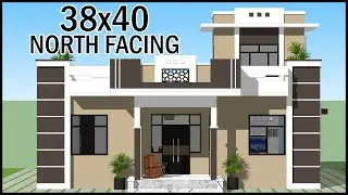 38x40 North Facing 3D House Plan, 4 Room Modern Village House Design, Gopal Architecture