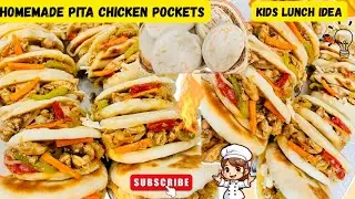 How to make pita pockets|Pita bread on tawa |Mini pita bites with chicken filling!