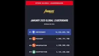 AIQ Pinball 10.5 Billion Complete Game Avengers Infinity Quest Stern IC Global Leaderboard awesome1