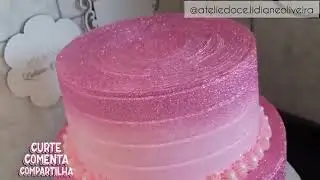 BOLO DOIS ANDARES | GLITTER ROSA | ATELI&Ecirc; DOCE - DECORA&Ccedil;&Atilde;O DE BOLOS