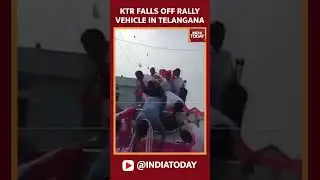 Telangana Minister & BRS Leader KTR Rao Fell Down From A Vehicle During An Election Rally In Armoor