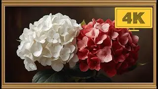 4K TV WALLPAPER Elegant Hydrangea Flower Painting | Classic Floral Fine Art