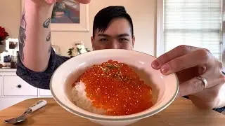 Ikura Don (Japanese Salmon Egg Rice Bowl) Mukbang