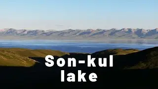 Son-Kul lake. Local guide Aidana tells about beauty of lake.
