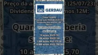 QUANTO RENDE OS DIVIDENDOS NA A&Ccedil;&Atilde;O DA #GERDAU #GGBR4 #Shorts