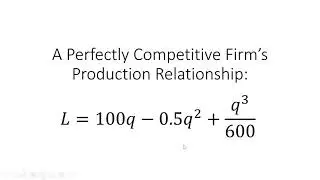 Perfect Competition Problem Where Labor is a Function of Output
