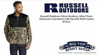 Russell Outdoors Mens Realtree Atlas Water Resistant Colorblock Full Zip Soft Shell Jacket RU601