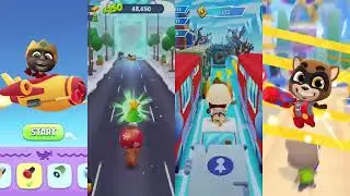 My Talking Tom 2 vs Talking Tom Gold Run vs Talking Tom Hero Dash vs Talking Tom Blast Park Gameplay