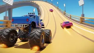 Drive MONSTER trucks on mega ramps with crazy stunts!