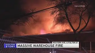Firefighters battle massive, gas-fueled warehouse fire on Near West Side overnight