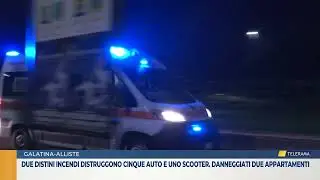 Due distini incendi distruggono cinque auto e uno scooter. Danneggiati due appartamenti