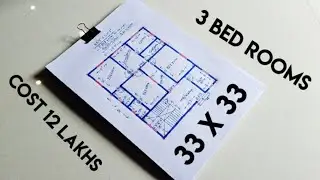 33 x 33 house plan with 3 bed room II 33 X 33 GHAR KA NAKSHA II 33 X 33 HOUSE DESIGN