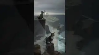 Cat sitting on a cliff #shorts #cat #aiimages #stablediffusion #dreamshaper