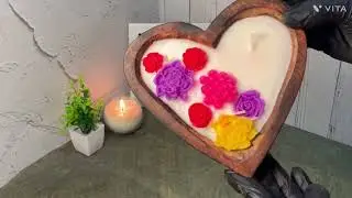 Wooden heart Candle by Candles by The Aquila 