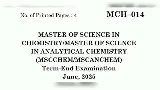 IGNOU MSc Chemistry question paper 🗞️📜 JUNE 2025 #chemistry #exam #ignou #education