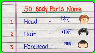 50 body parts name in english and hindi | body parts name | शरीर के अंगों के नाम हिंदी और अंग्रेजी 