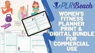 Commercial Use Women's Fitness Digital Planner | PLR You can Resell as Your Own to make Money
