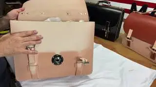 Natural Vegetable Tanned leather briefcase Forming a Patina