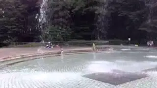 Playing at the fountain in Serigaya Park in Machida