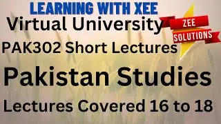 PAK302 Pakistan Studies Short Lectures of Lectures 16 to 18 Virtual University of Pakistan