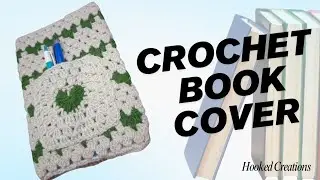 Easy Crochet Book Cover with Pocket | Granny Square Crochet Tutorial | Hooked Creations