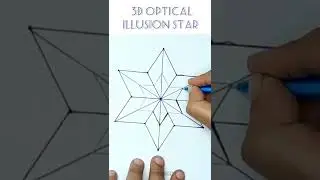 3D Optical Illusion Star | 3D Geometric star drawing   #3dtrick #3dopticalillusion  #3dstar #shorts
